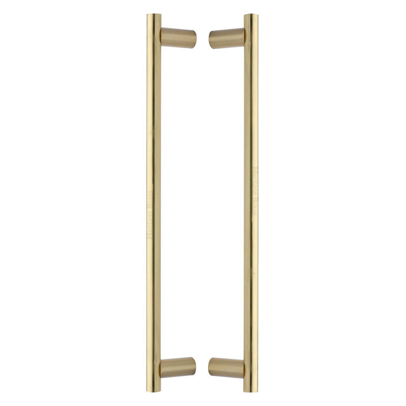 Heritage Brass Back to Back Door Pull Handle Round Bar Design 489mmm Satin Brass Finish
 - BTB2059 489-SB