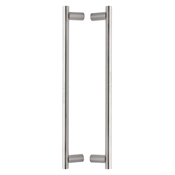 Heritage Brass Back to Back Door Pull Handle Round Bar Design 489mm Satin Nickel Finish
 - BTB2059 489-SN