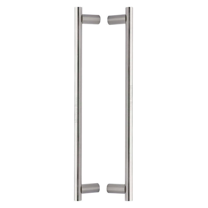 Heritage Brass Back to Back Door Pull Handle Round Bar Design 489mm Satin Nickel Finish
 - BTB2059 489-SN