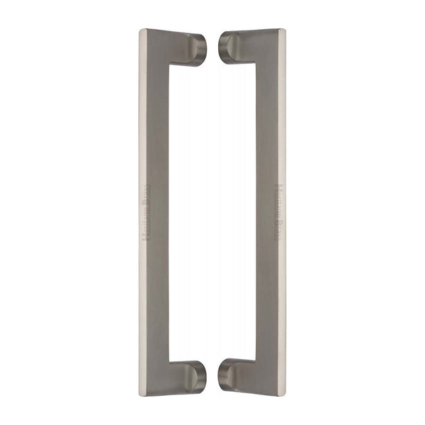 Heritage Brass Back to Back Door Pull Handle Apollo Design 307mm Satin Nickel Finish - BTB4150 307-SN