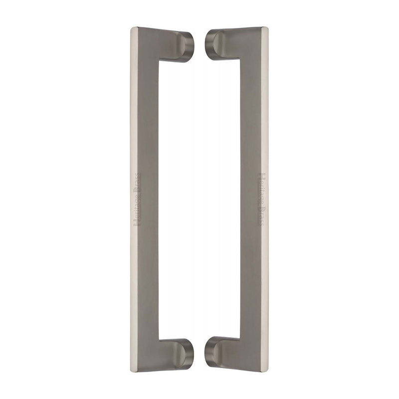 Heritage Brass Back to Back Door Pull Handle Apollo Design 307mm Satin Nickel Finish - BTB4150 307-SN