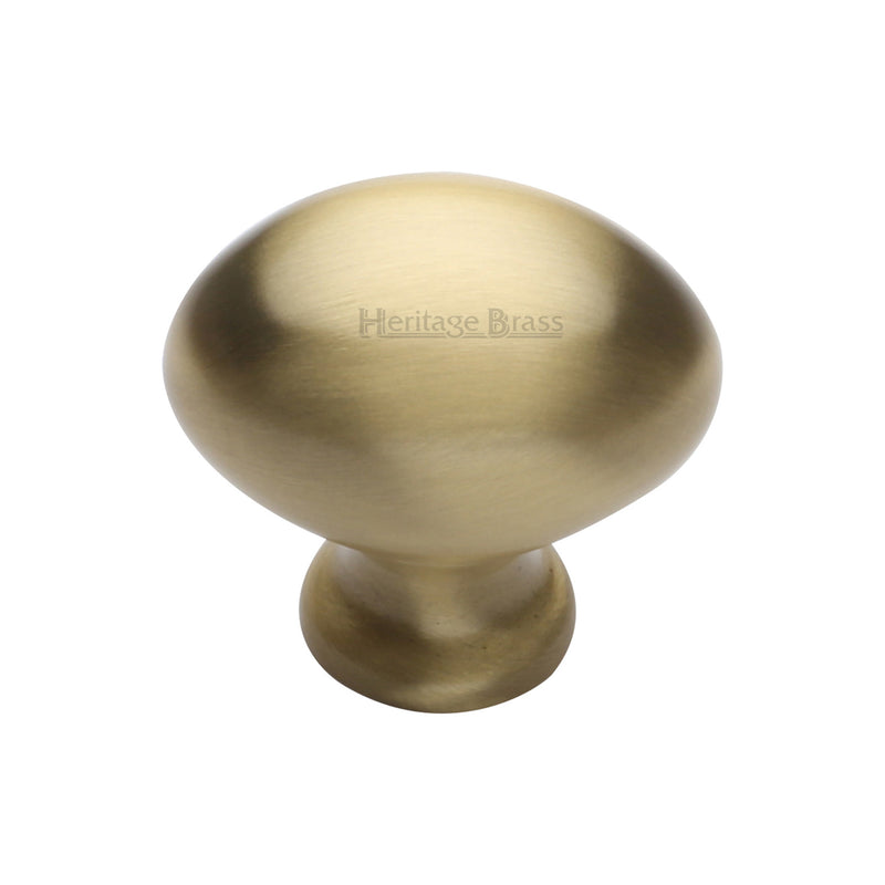 Heritage Brass Cabinet Knob Oval Design 32mm Satin Brass finish - C114 32-SB - Choice Handles