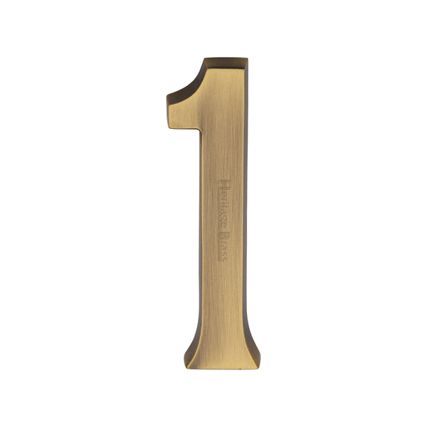 Heritage Brass Numeral 1 Concealed Fix 76mm (3") Antique Brass finish - C1564 1-AT - Choice Handles