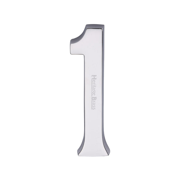 Heritage Brass Numeral 1 Concealed Fix 76mm (3") Polished Chrome finish - C1564 1-PC - Choice Handles