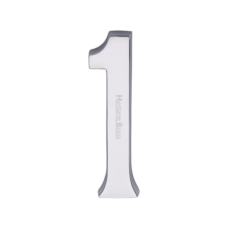 Heritage Brass Numeral 1 Concealed Fix 76mm (3") Polished Chrome finish - C1564 1-PC - Choice Handles