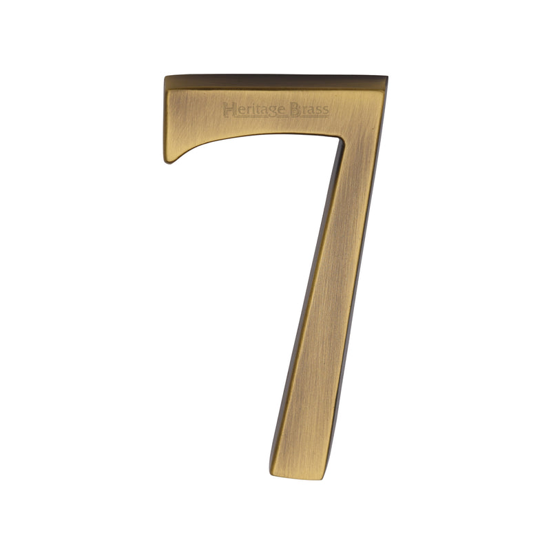 Heritage Brass Numeral 7 Concealed Fix 76mm (3") Antique Brass finish - C1564 7-AT - Choice Handles