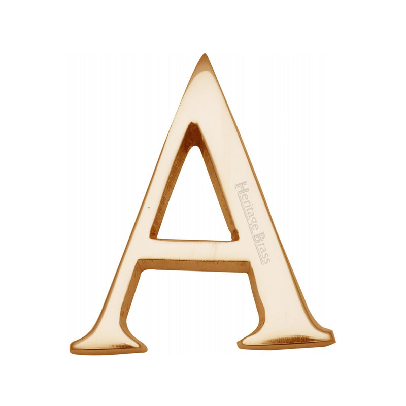 Heritage Brass Alphabet A Rear Fix 51mm (2") Polished Brass finish - C1565 2 A-PB - Choice Handles