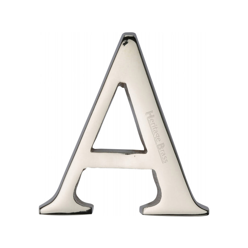 Heritage Brass Alphabet A Pin Fix 51mm (2") Polished Nickel Finish - C1565 2 A-PNF - Choice Handles