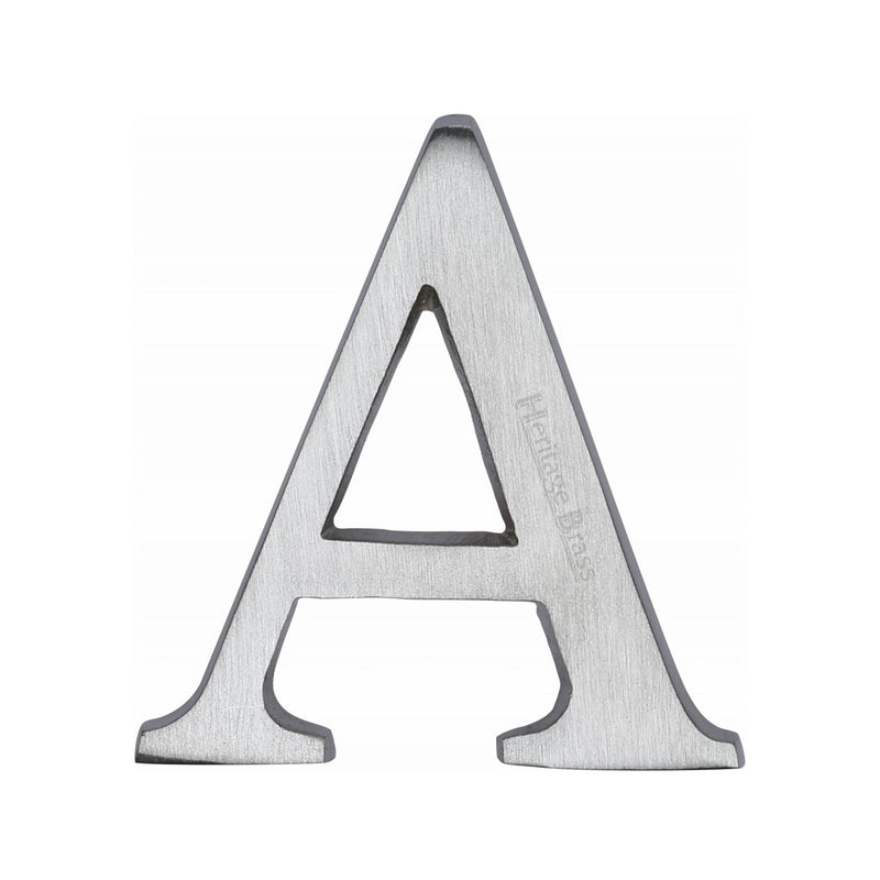 Heritage Brass Alphabet A Rear Fix 51mm (2") Satin Chrome finish - C1565 2 A-SC - Choice Handles