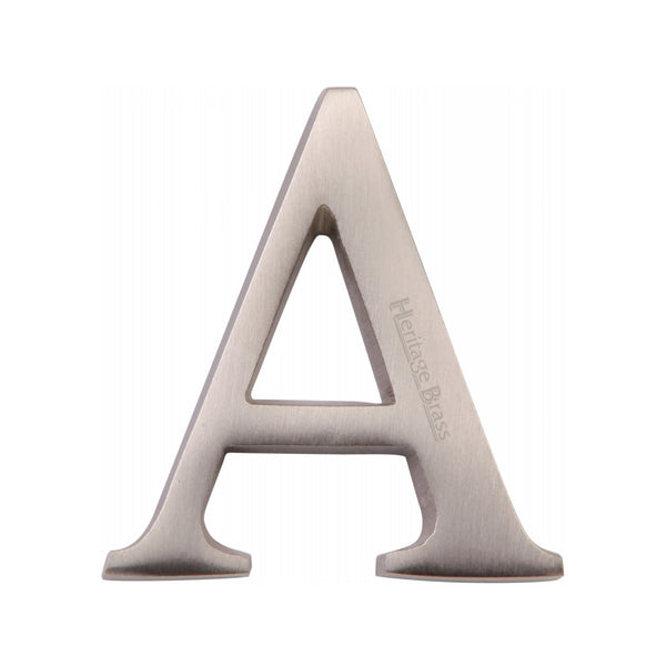 Heritage Brass Alphabet A Rear Fix 51mm (2") Satin Nickel finish - C1565 2 A-SN - Choice Handles