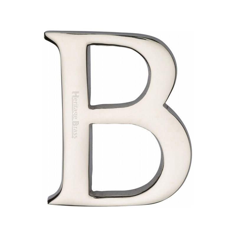 Heritage Brass Alphabet B Pin Fix 51mm (2") Polished Nickel Finish - C1565 2 B-PNF - Choice Handles