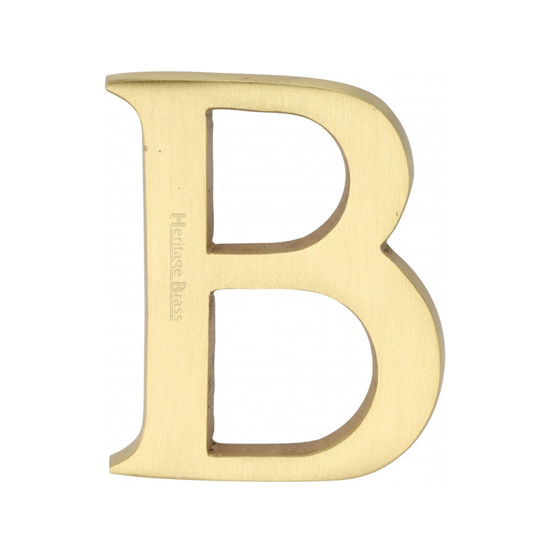 Heritage Brass Alphabet B Pin Fix 51mm (2") Satin Brass Finish - C1565 2 B-SB - Choice Handles