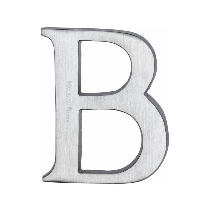 Heritage Brass Alphabet B Rear Fix 51mm (2") Satin Chrome finish - C1565 2 B-SC - Choice Handles