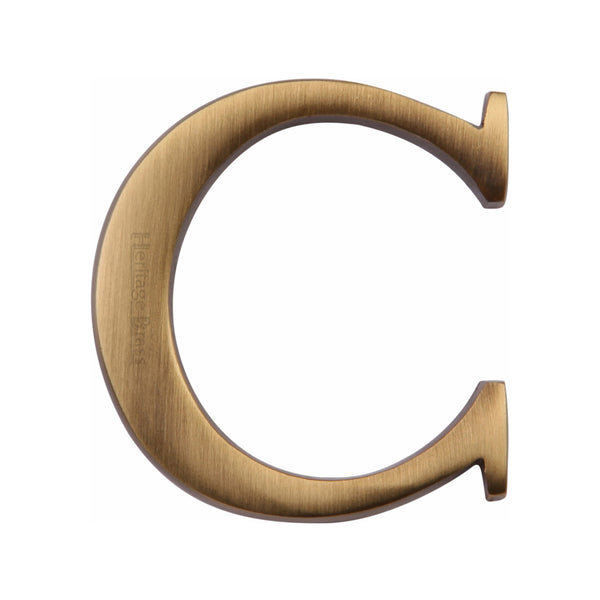 Heritage Brass Alphabet C Rear Fix 51mm (2") Antique finish - C1565 2 C-AT - Choice Handles