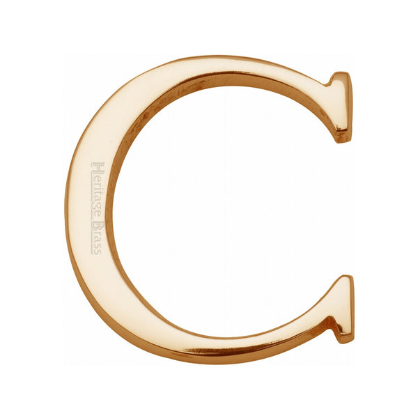 Heritage Brass Alphabet C Rear Fix 51mm (2") Polished Brass finish - C1565 2 C-PB - Choice Handles