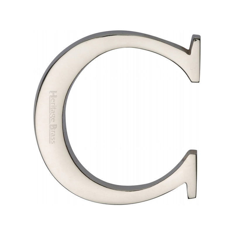 Heritage Brass Alphabet C Pin Fix 51mm (2") Polished Nickel Finish - C1565 2 C-PNF - Choice Handles