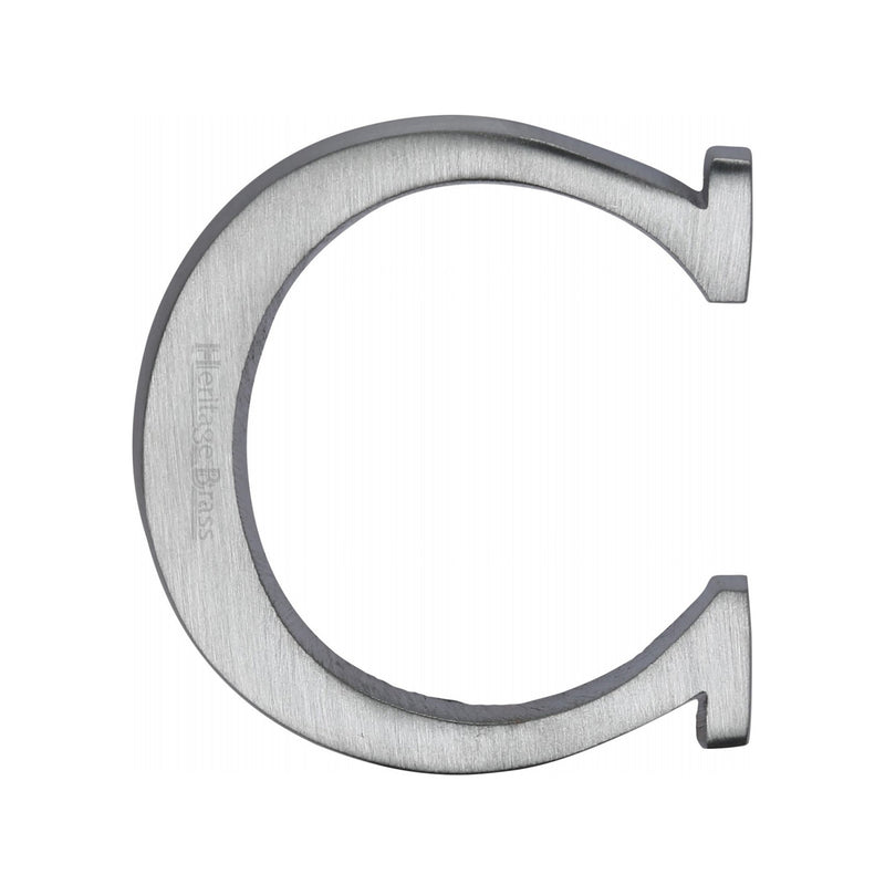 Heritage Brass Alphabet C Rear Fix 51mm (2") Satin Chrome finish - C1565 2 C-SC - Choice Handles