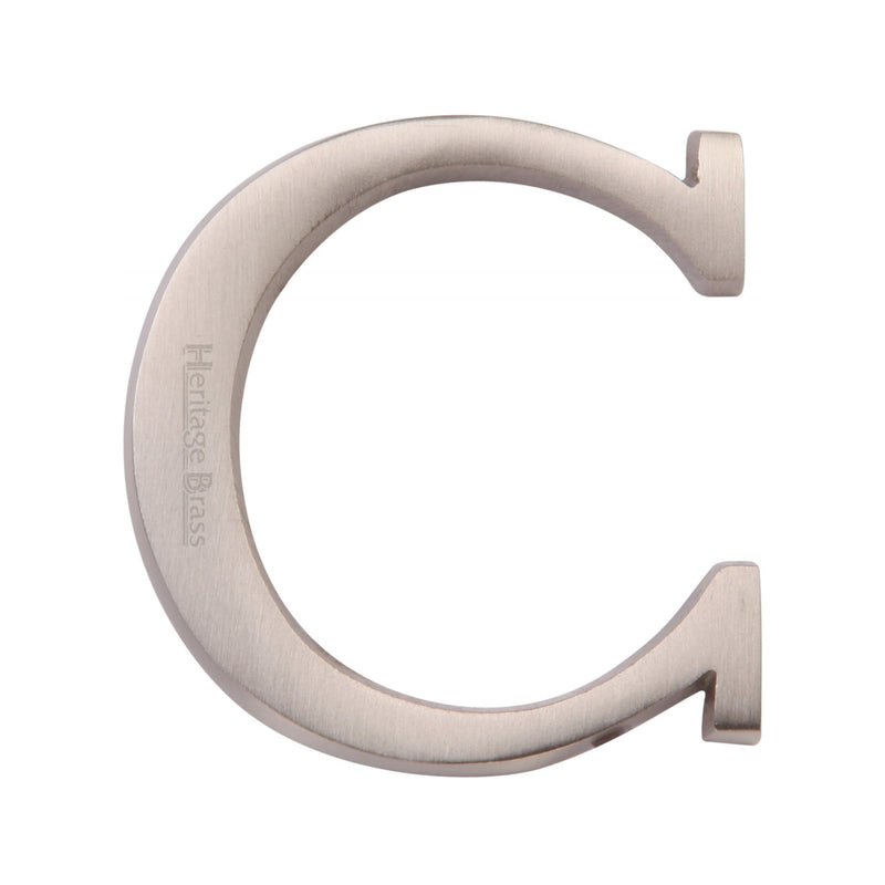 Heritage Brass Alphabet C Rear Fix 51mm (2") Satin Nickel finish - C1565 2 C-SN - Choice Handles