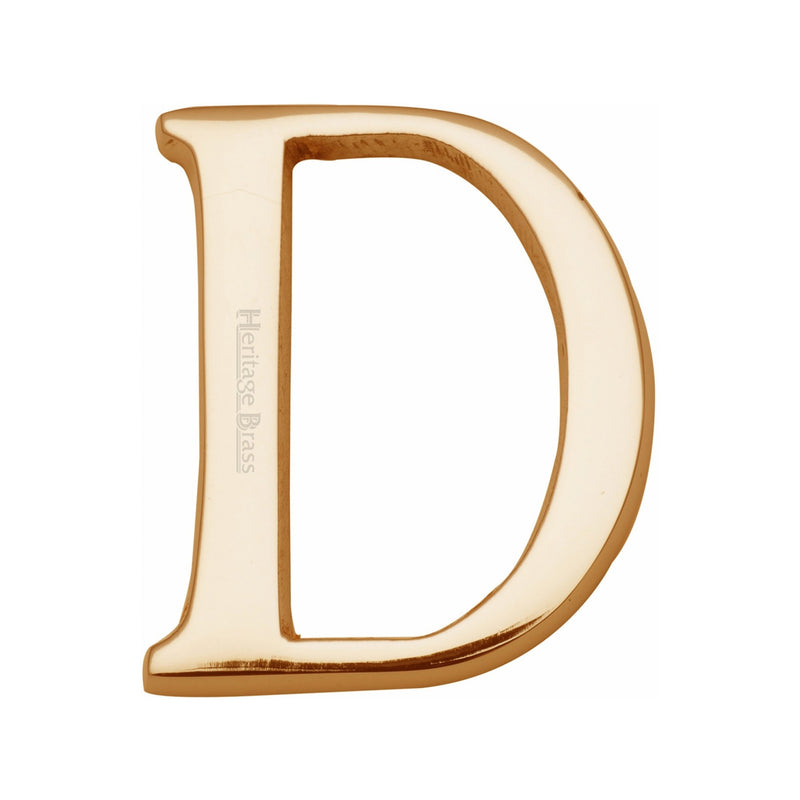 Heritage Brass Alphabet D Rear Fix 51mm (2") Polished Brass finish - C1565 2 D-PB - Choice Handles