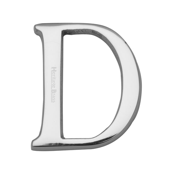 Heritage Brass Alphabet D Rear Fix 51mm (2") Polished Chrome finish - C1565 2 D-PC - Choice Handles