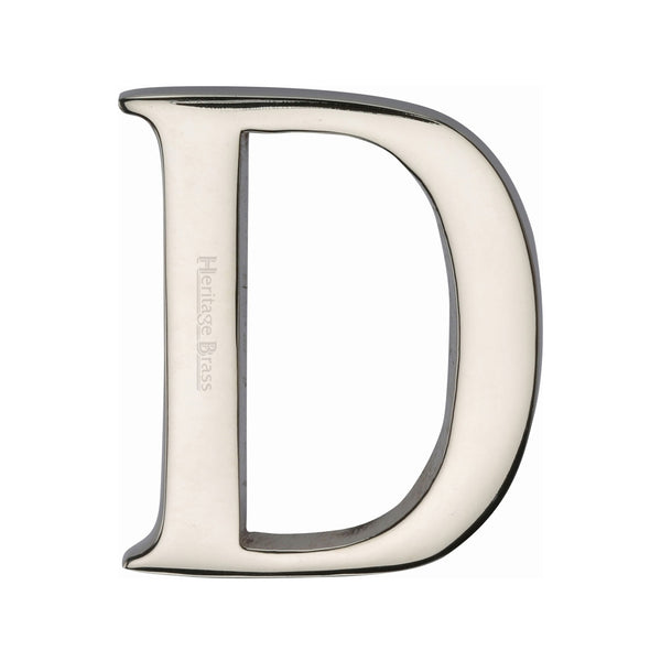 Heritage Brass Alphabet D Pin Fix 51mm (2") Polished Nickel Finish - C1565 2 D-PNF - Choice Handles