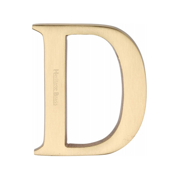 Heritage Brass Alphabet D Pin Fix 51mm (2") Satin Brass Finish - C1565 2 D-SB - Choice Handles