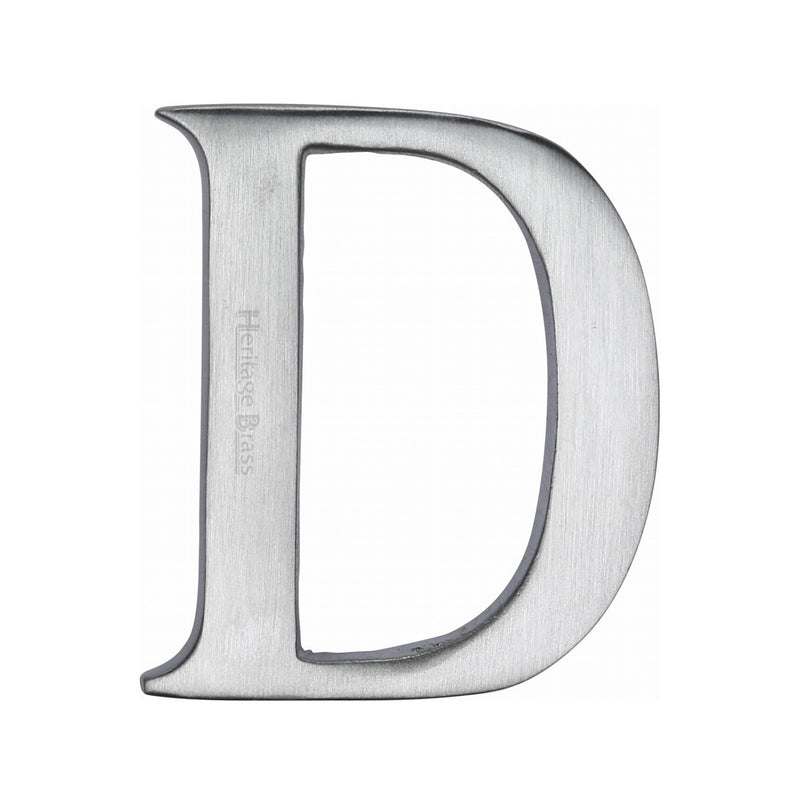 Heritage Brass Alphabet D Rear Fix 51mm (2") Satin Chrome finish - C1565 2 D-SC - Choice Handles