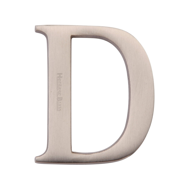 Heritage Brass Alphabet D Rear Fix 51mm (2") Satin Nickel finish - C1565 2 D-SN - Choice Handles