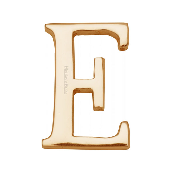 Heritage Brass Alphabet E Rear Fix 51mm (2") Polished Brass finish - C1565 2 E-PB - Choice Handles