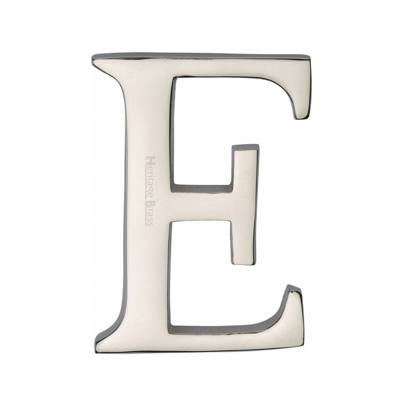 Heritage Brass Alphabet E Pin Fix 51mm (2") Polished Nickel Finish - C1565 2 E-PNF - Choice Handles