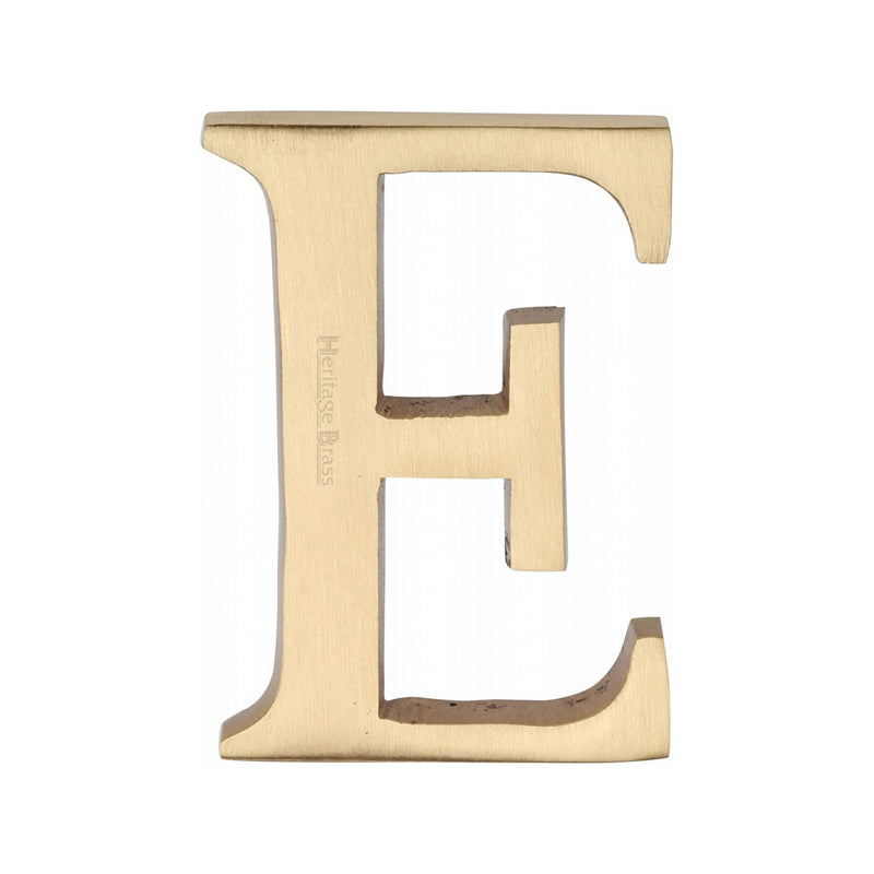 Heritage Brass Alphabet E Pin Fix 51mm (2") Satin Brass Finish - C1565 2 E-SB - Choice Handles