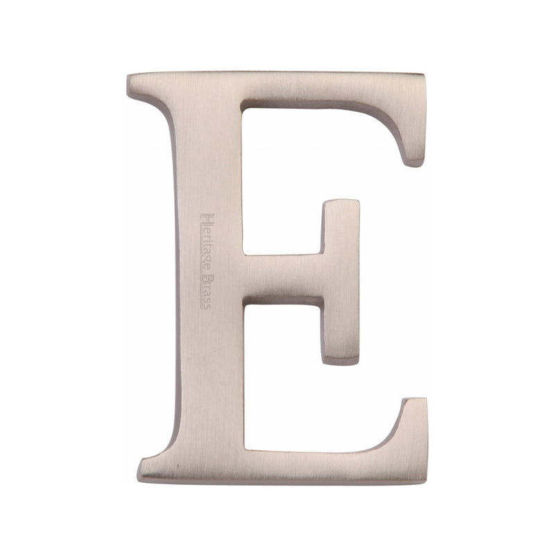 Heritage Brass Alphabet E Rear Fix 51mm (2") Satin Nickel finish - C1565 2 E-SN - Choice Handles