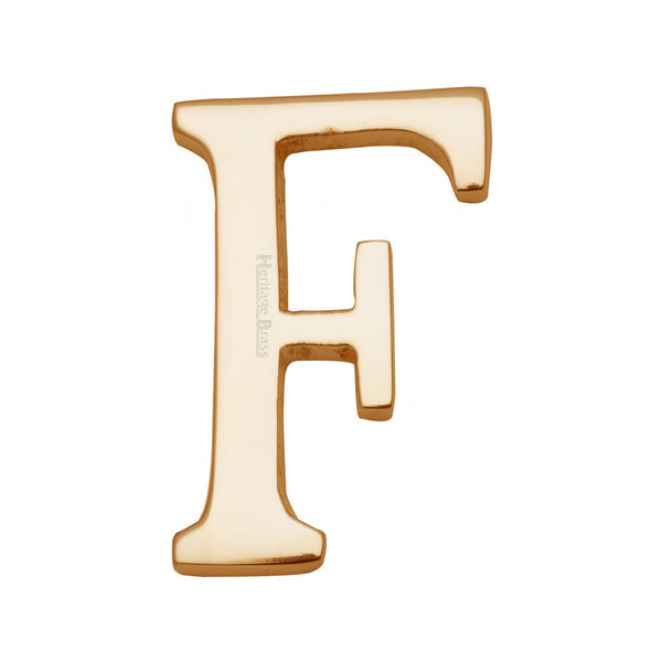 Heritage Brass Alphabet F Rear Fix 51mm (2") Polished Brass finish - C1565 2 F-PB - Choice Handles