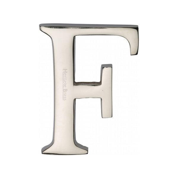 Heritage Brass Alphabet F Pin Fix 51mm (2") Polished Nickel Finish - C1565 2 F-PNF - Choice Handles