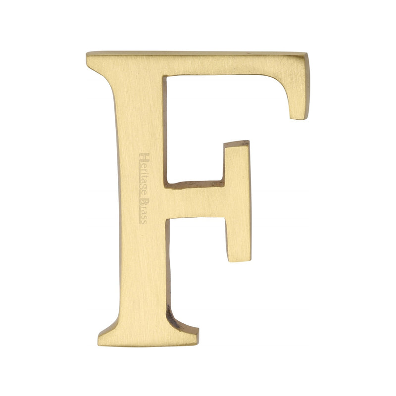 Heritage Brass Alphabet F Pin Fix 51mm (2") Satin Brass Finish - C1565 2 F-SB - Choice Handles