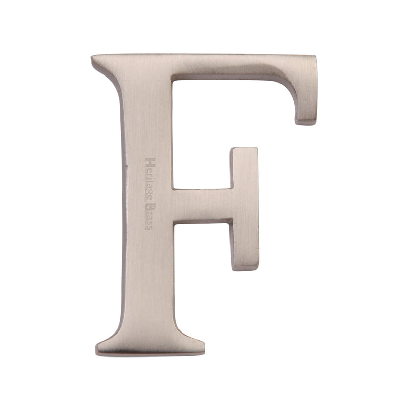 Heritage Brass Alphabet F Rear Fix 51mm (2") Satin Nickel finish - C1565 2 F-SN - Choice Handles