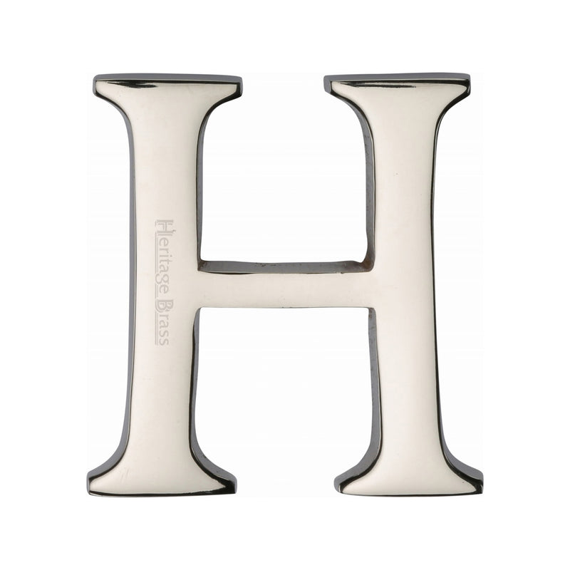 Heritage Brass Alphabet H Pin Fix 51mm (2") Polished Nickel Finish - C1565 2 H-PNF - Choice Handles