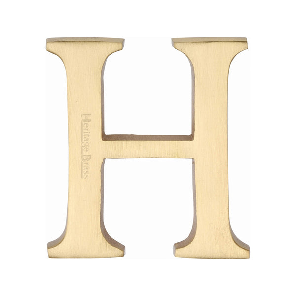 Heritage Brass Alphabet H Pin Fix 51mm (2") Satin Brass Finish - C1565 2 H-SB - Choice Handles