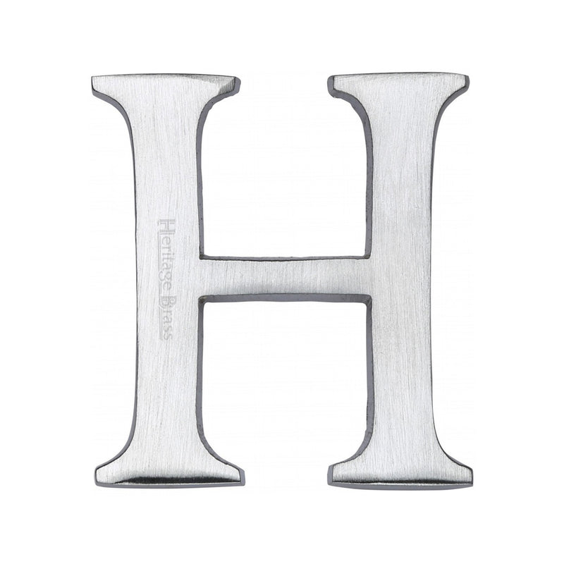 Heritage Brass Alphabet H Rear Fix 51mm (2") Satin Chrome finish - C1565 2 H-SC - Choice Handles