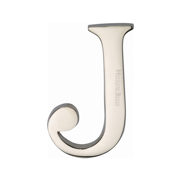 Heritage Brass Alphabet J Pin Fix 51mm (2") Polished Nickel Finish - C1565 2 J-PNF - Choice Handles