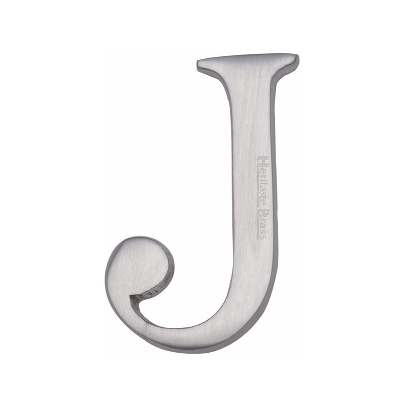 Heritage Brass Alphabet J Rear Fix 51mm (2") Satin Chrome finish - C1565 2 J-SC - Choice Handles