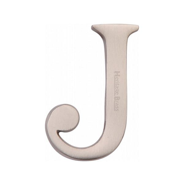 Heritage Brass Alphabet J Rear Fix 51mm (2") Satin Nickel finish - C1565 2 J-SN - Choice Handles