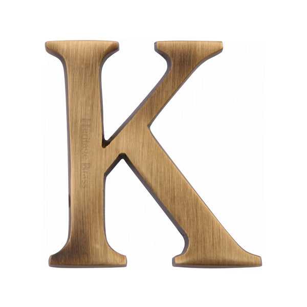 Heritage Brass Alphabet K Rear Fix 51mm (2") Antique finish - C1565 2 K-AT - Choice Handles