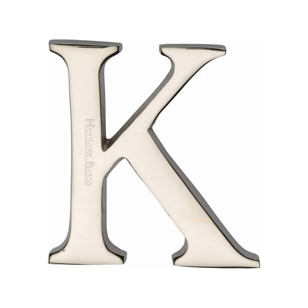 Heritage Brass Alphabet K Pin Fix 51mm (2") Polished Nickel Finish - C1565 2 K-PNF - Choice Handles