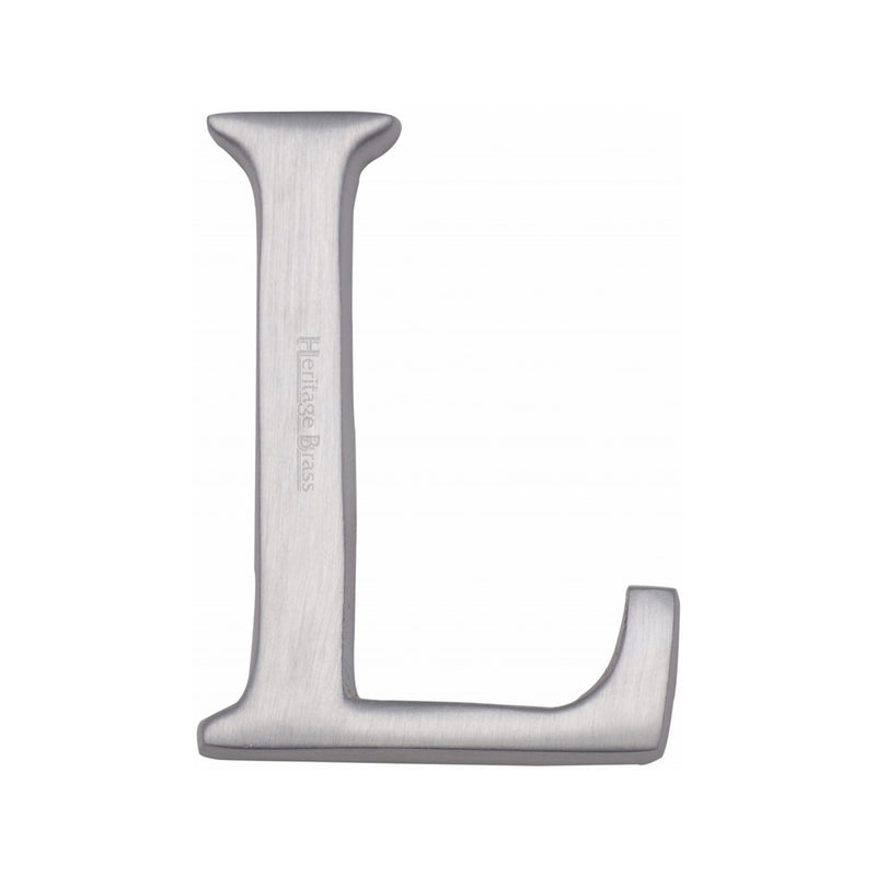 Heritage Brass Alphabet L Rear Fix 51mm (2") Satin Chrome finish - C1565 2 L-SC - Choice Handles