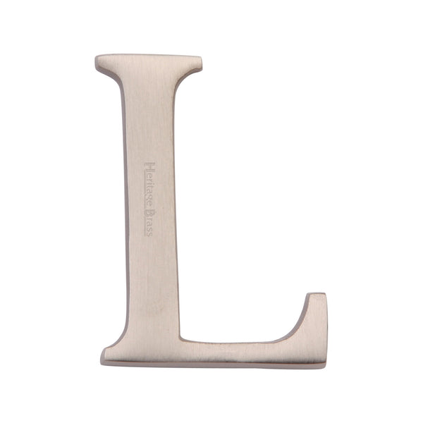 Heritage Brass Alphabet L Rear Fix 51mm (2") Satin Nickel finish - C1565 2 L-SN - Choice Handles