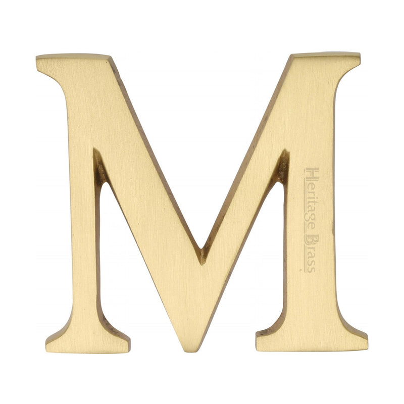 Heritage Brass Alphabet M Pin Fix 51mm (2") Satin Brass Finish - C1565 2 M-SB - Choice Handles