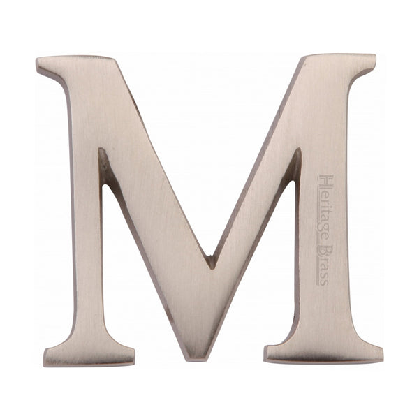 Heritage Brass Alphabet M Rear Fix 51mm (2") Satin Nickel finish - C1565 2 M-SN - Choice Handles