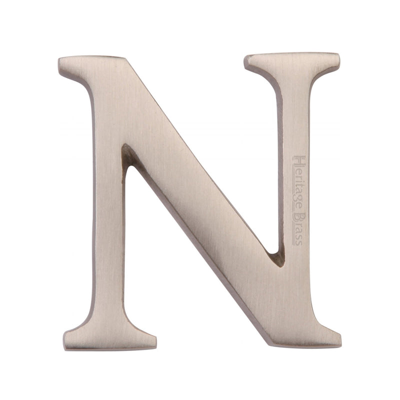 Heritage Brass Alphabet N Rear Fix 51mm (2") Satin Nickel finish - C1565 2 N-SN - Choice Handles