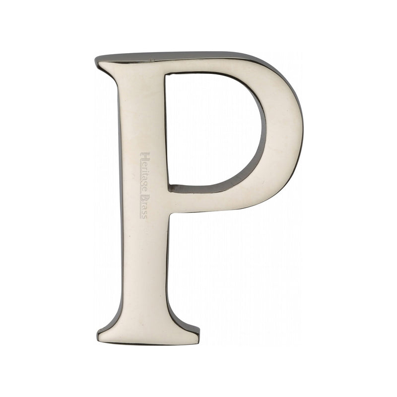 Heritage Brass Alphabet P Pin Fix 51mm (2") Polished Nickel Finish - C1565 2 P-PNF - Choice Handles